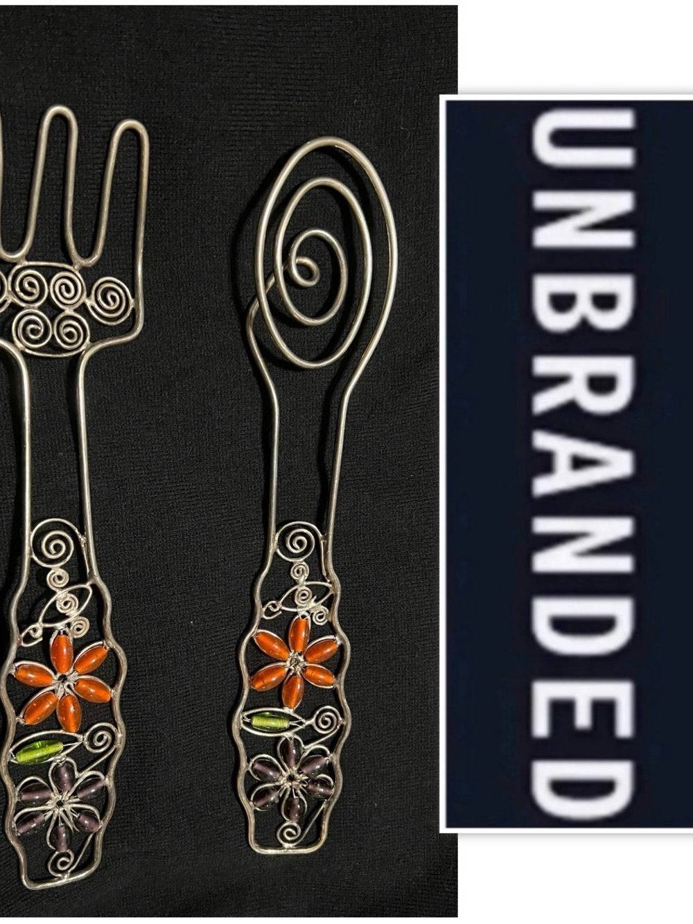 UNBRANDED Decorative Wire And Bead Spoon And Fork Wall Decor
